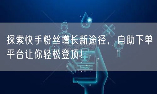 探索快手粉丝增长新途径，自助下单平台让你轻松登顶！