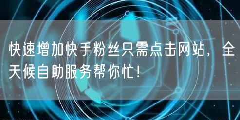 快速增加快手粉丝只需点击网站，全天候自助服务帮你忙！