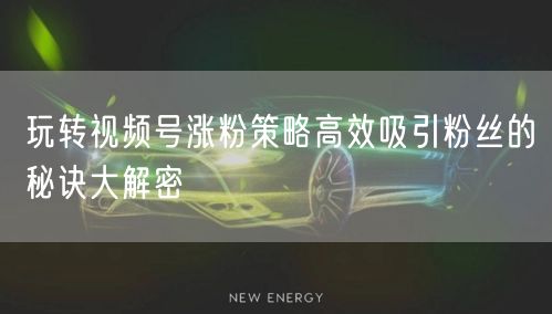 玩转视频号涨粉策略高效吸引粉丝的秘诀大解密