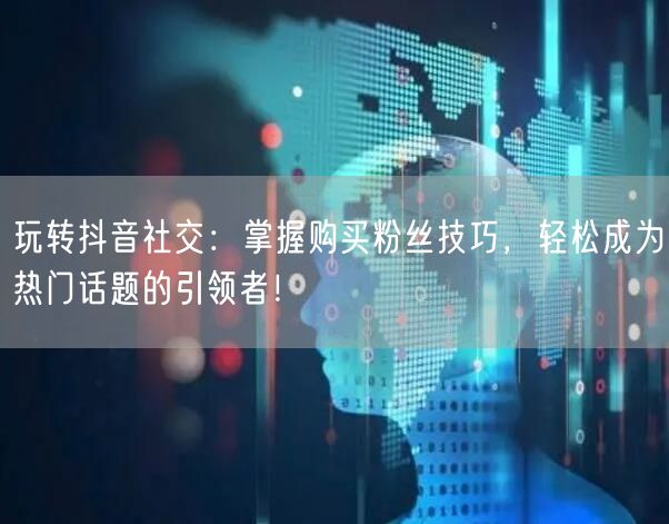 玩转抖音社交：掌握购买粉丝技巧，轻松成为热门话题的引领者！