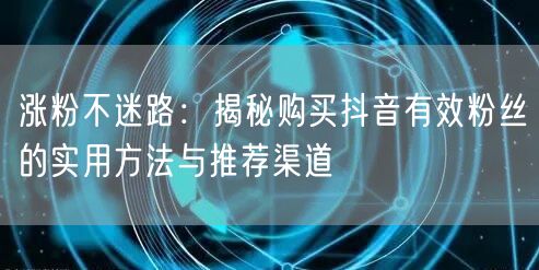 涨粉不迷路：揭秘购买抖音有效粉丝的实用方法与推荐渠道