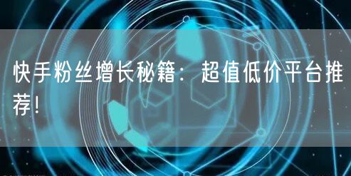快手粉丝增长秘籍：超值低价平台推荐！