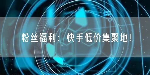 粉丝福利：快手低价集聚地！