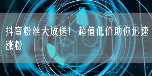 抖音粉丝大放送！超值低价助你迅速涨粉