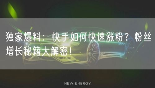 独家爆料：快手如何快速涨粉？粉丝增长秘籍大解密！